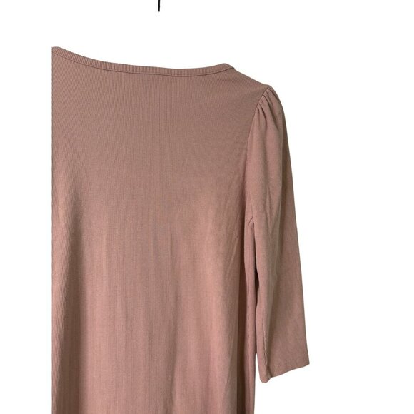 The Nines By Hatch Dusty Pink Ribbed Stretch Midi Length Maternity Dress Size L - Picture 12 of 13